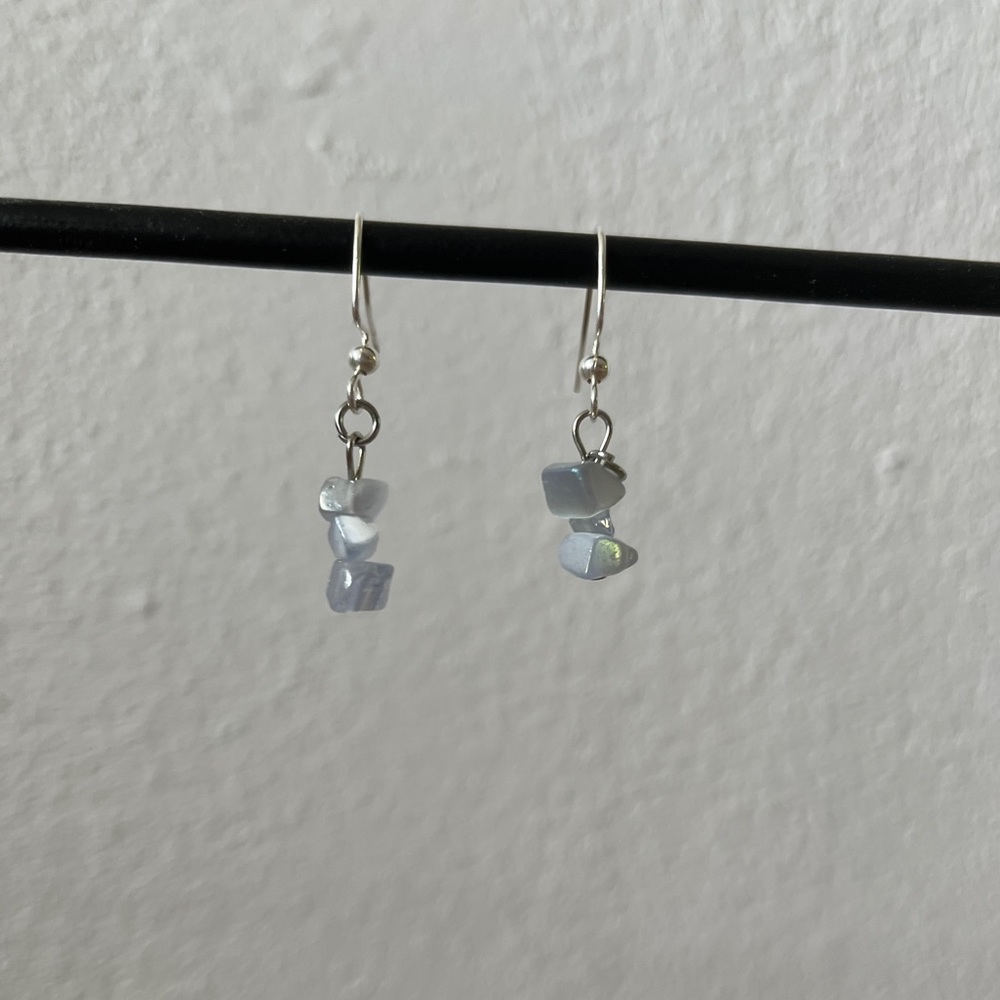 HANDMADE Baby Blue Stacked Stone Earrings